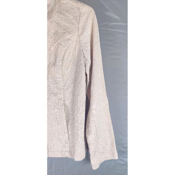 Embossed Appleseeds Blazer Off-White Floral Cottage Core Boho Shabby Chic Career - Picture 11 of 13